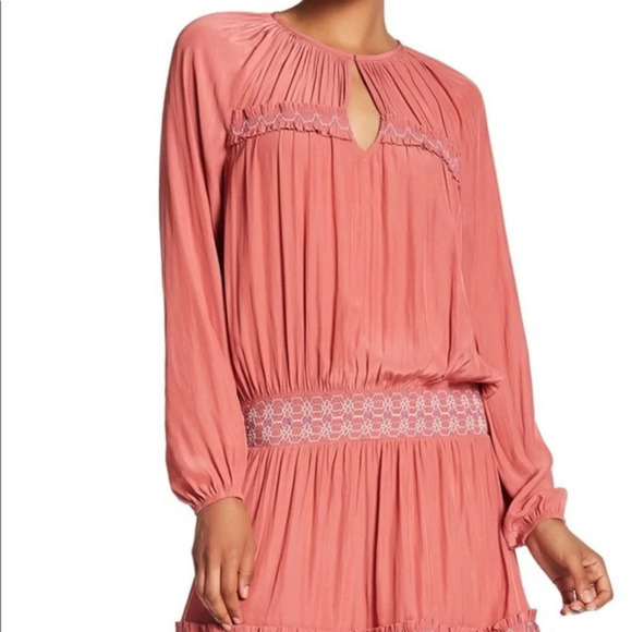 Ramy Brook Pink Silk Long Sleeve Dress - Picture 1 of 7